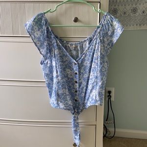 Blue Floral American Eagle Blouse